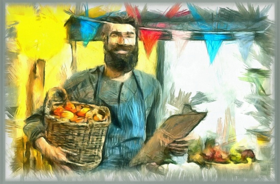 Блог #100. 
A bearded man bought groceries at the market. Picture by MatchFixingBet.Ru