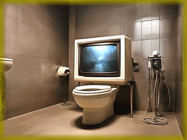 Блог #115. 
Экран телевизора в туалете. Фото от MatchFixingBet.Ru
