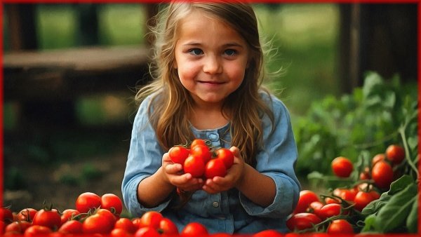 Блог #118. 
Девочка кушает томаты Черри. Фото от MatchFixingBet.Ru