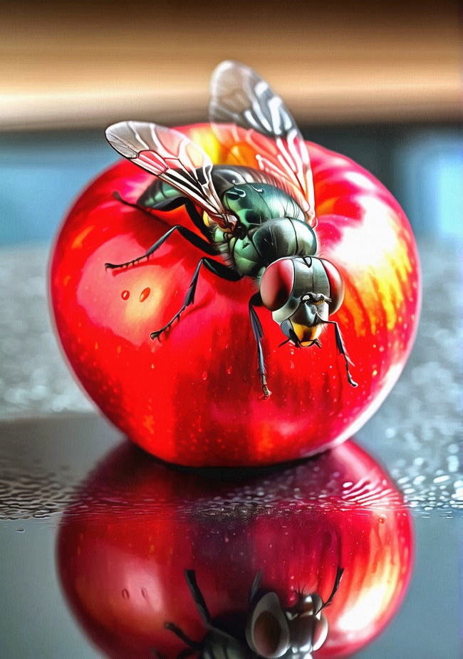 Блог #125. 
Плодовая муха на яблоке. Фото от MatchFixingBet.Ru