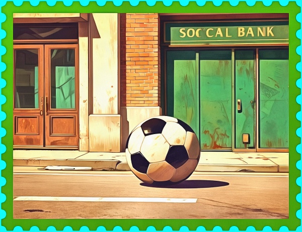 Блог #132. 
A football ball lies outside the bank building. Photo by MatchFixingBet.Ru