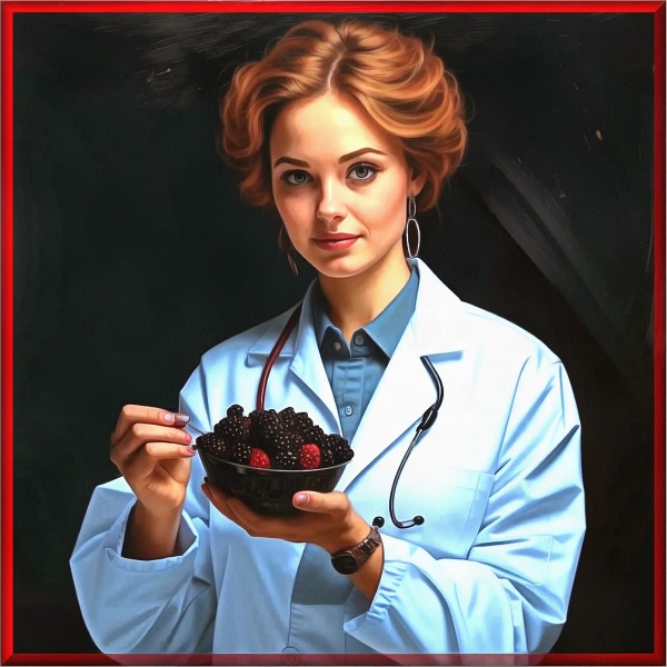 Блог #133. 
Женщина врач кушает ложкой чернику. Фото от MatchFixingBet.Ru