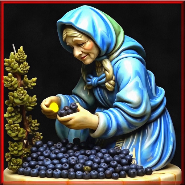Блог #133. 
Бабушка перебирает собранную ягоду-чернику. Фото MatchFixingBet.Ru