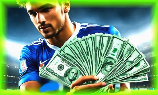 Блог #136. 
A soccer player holding money in his hand. Picture from MatchFixingBet.Ru