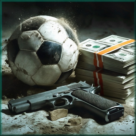 Блог #132. 
A soccer ball, money and a pistol. Photo by MatchFixingBet.Ru