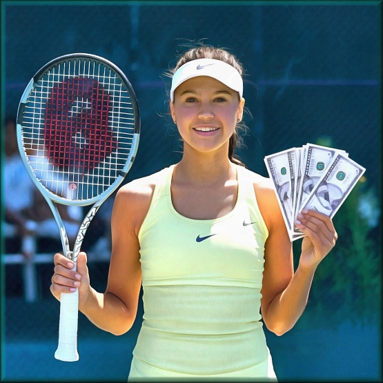 Блог #132. 
Girl tennis player with money. Photo by MatchFixingBet.Ru