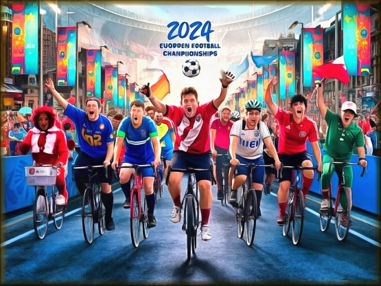 Блог #140. 
Los aficionados al fútbol viajan en bicicleta a Alemania para la Eurocopa 2024. Una imagen de MatchFixingBet.Ru