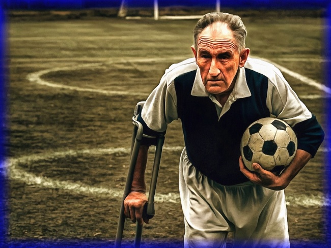 Блог #144. 
An elderly soccer player with a ball. Foto by MatchFixingBet.Ru