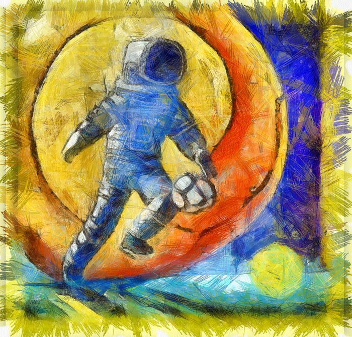 Блог #91. 
Космонавт играет в футбол в космических условиях. Фото от MatchFixingBet.Ru